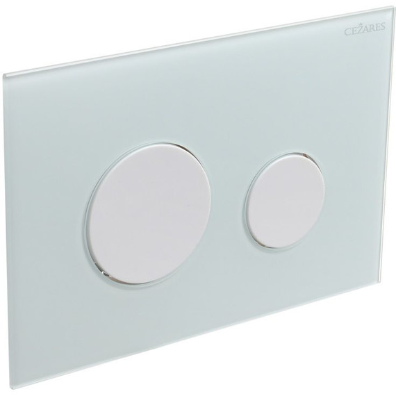Кнопка смыва Cezares Lux LUX-GB-BIO-C, белый матовый/белое стекло - фото 2