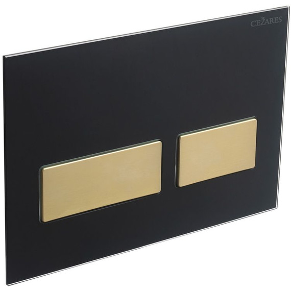 Кнопка смыва Cezares Lux LUX-GN-2-BORO, брашированное золото/чёрное стекло - фото 2