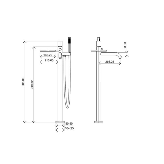Смеситель для ванны напольный Boheme Stick 129-NB.3, никель - фото 2