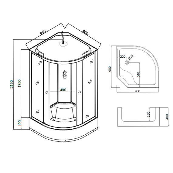 Душевая кабина Taliente 90x90 см TA-9090G, хром/тонированное - фото 4