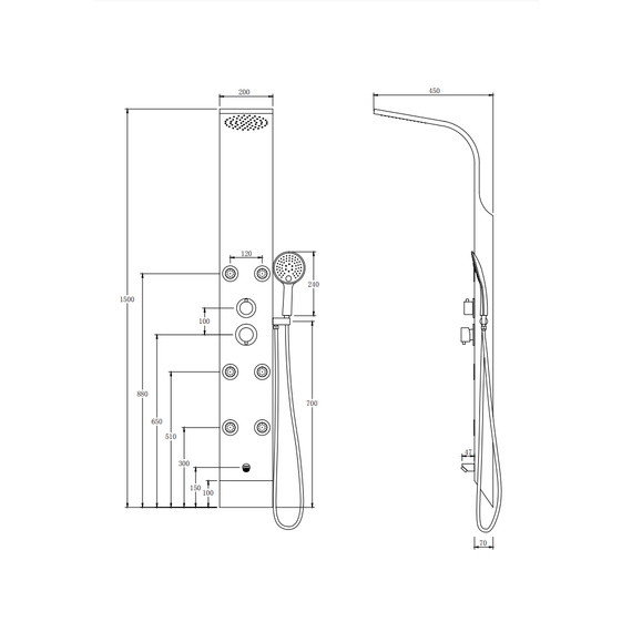 Гидромассажная панель Taliente ТА-G-A02Wcr+s, белый/хром - фото 4