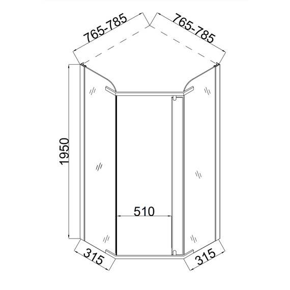 Душевое ограждение Taliente 80x80 см TA-08083-1CB, чёрный/прозрачное - фото 4