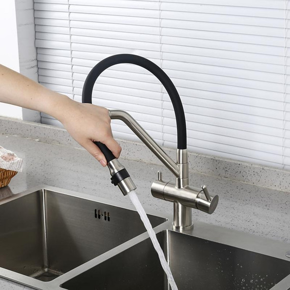 Смеситель для кухни Gappo G4398-85, сатин/черный - фото 23