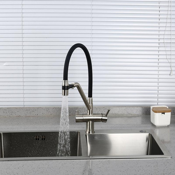 Смеситель для кухни Gappo G4398-85, сатин/черный - фото 3