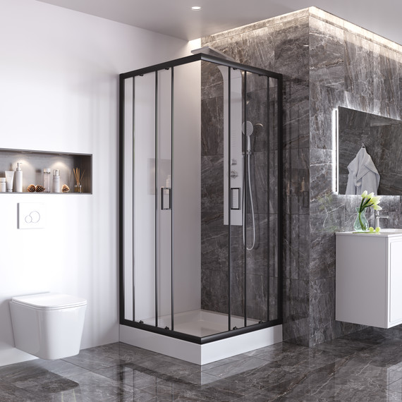 Душевое ограждение Taliente 90x90 см TA-09092-1CB, черный/прозрачное - фото 3