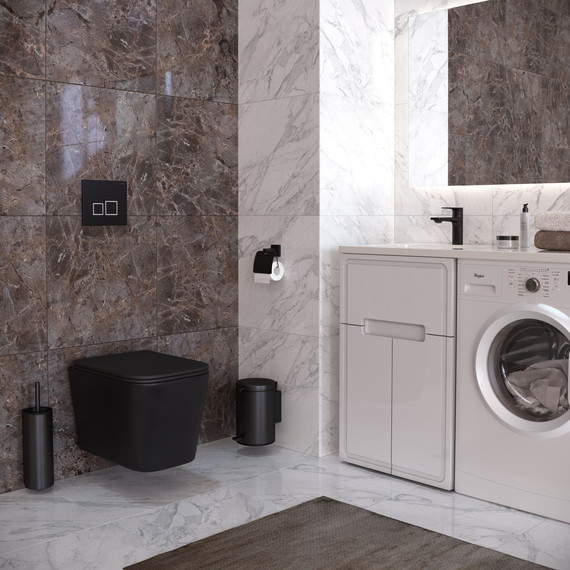 Унитаз подвесной безободковый Taliente Correto CR25200 Nero с крышкой микролифт, чёрный матовый, Цвет производителя: чёрный матовый - фото 4