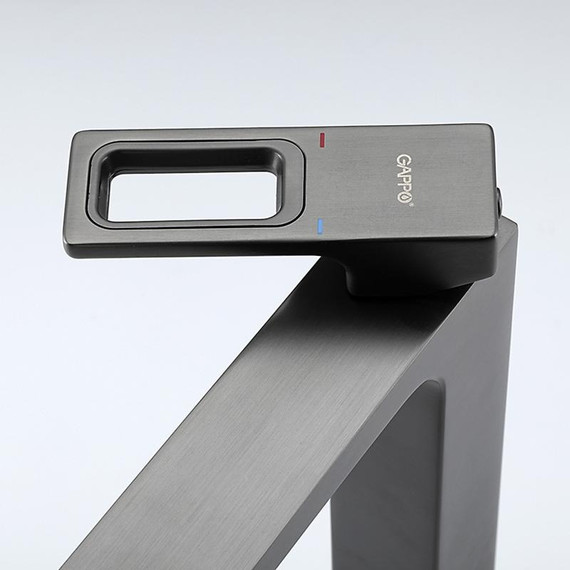 Смеситель для раковины высокий Gappo G1017-92, оружейная сталь - фото 3