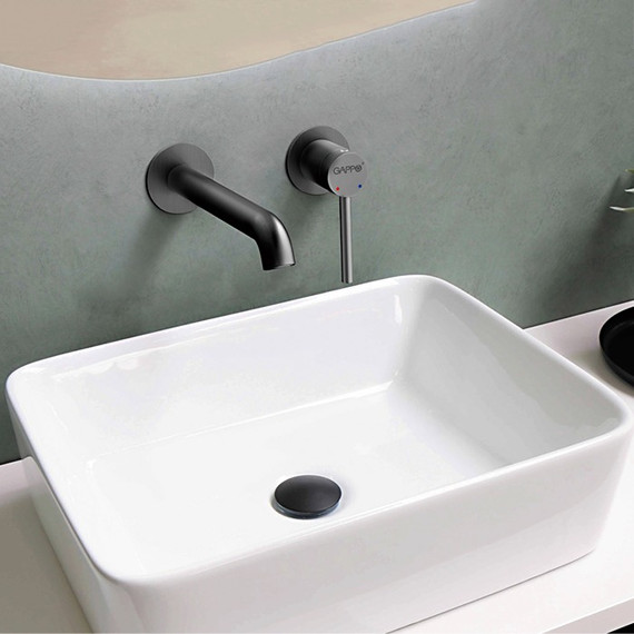 Смеситель для раковины настенный Gappo G06-9 G1206-9, оружейная сталь, Цвет производителя: оружейная сталь - фото 2