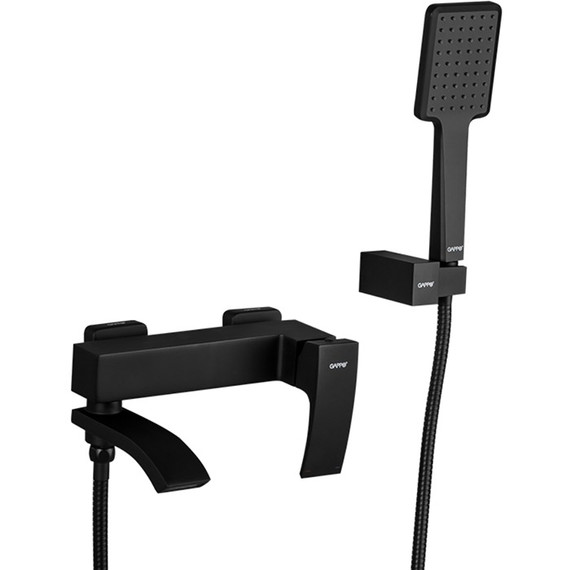 Смеситель для ванны с душевым гарнитуром Gappo G3207-6, черный - фото 