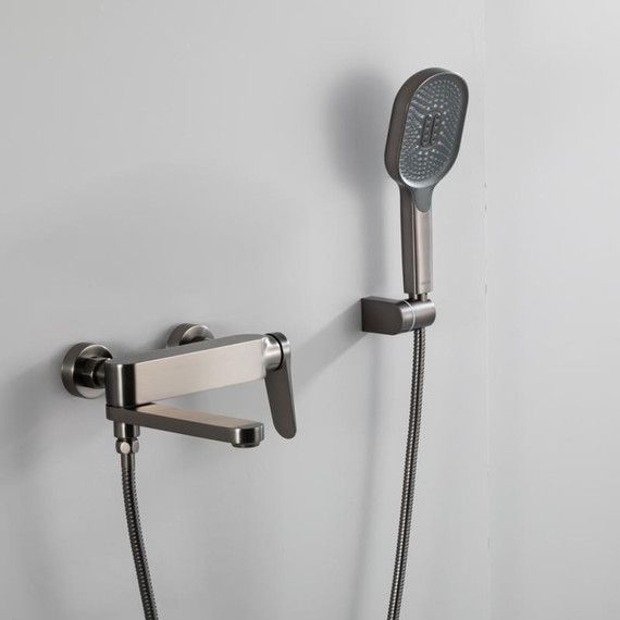 Смеситель для ванны с выдвижным изливом Gappo G10-9 G3210-9, оружейная сталь, Цвет производителя: оружейная сталь - фото 2