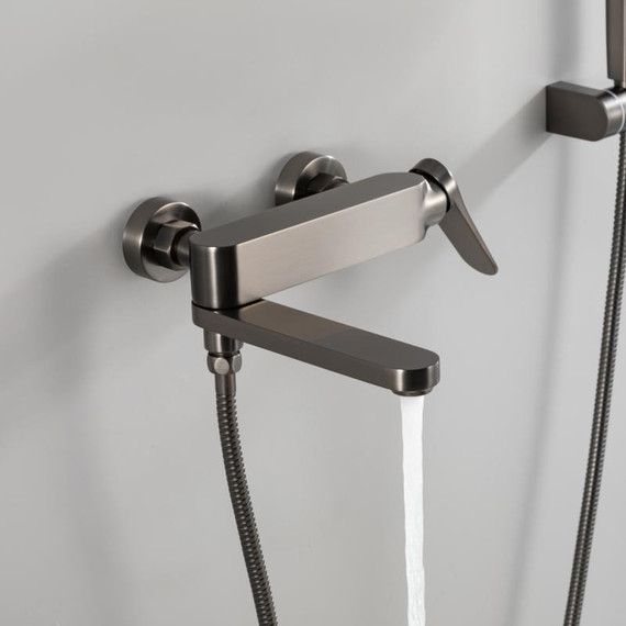 Смеситель для ванны с выдвижным изливом Gappo G10-9 G3210-9, оружейная сталь, Цвет производителя: оружейная сталь - фото 5