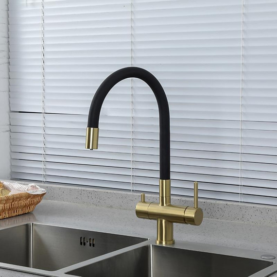 Смеситель для кухни Gappo G4398-33, золото/черный - фото 4