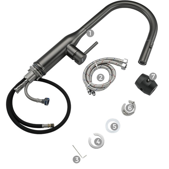 Смеситель для кухни Gappo G4398-41, оружейная сталь - фото 7