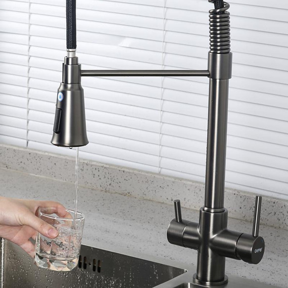 Смеситель для кухни Gappo G4398-69, оружейная сталь - фото 23