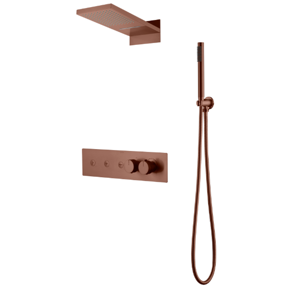Душевая система для душа с термостатом Boheme Fusion 131-BRB (со скрытой частью) брашированная бронза - фото 