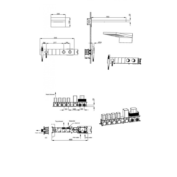 Душевая система для душа с термостатом Boheme Zodiac 133-CB (со скрытой частью) брашированная медь - фото 2