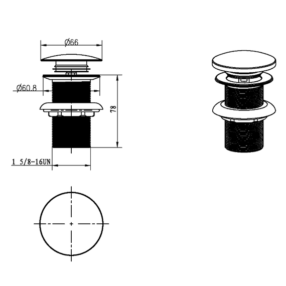 Донный клапан Boheme 612/2-GM, графит - фото 2