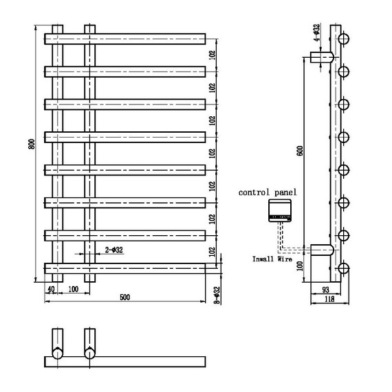 Полотенцесушитель электрический Boheme Uno 500x800 мм 722-BRB (скрытое подключение слева) брашированная бронза - фото 2