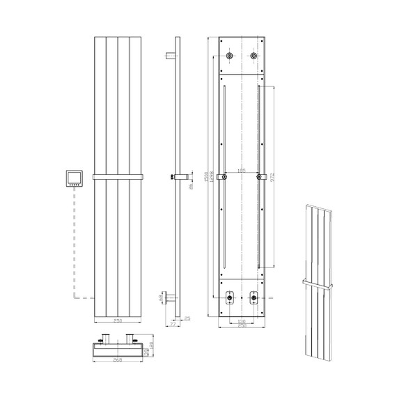 Полотенцесушитель электрический Boheme FLAT П4 1500x250 мм 725-B, чёрный - фото 6