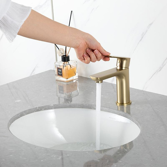 Смеситель для раковины Gappo G48-3 G1048-3, золото сатин, Цвет производителя: золото сатин - фото 11