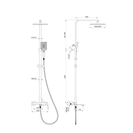 Душевая стойка Wonzon & Woghand Diamond WW-88739011-BN, никель брашированный - фото 2
