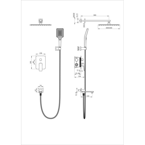 Душевая система для ванны Wonzon & Woghand Diamond WW-88939011-CR - фото 2