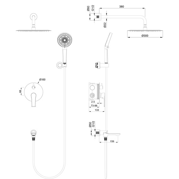 Душевая система для ванны Wonzon & Woghand Brilliant WW-88939079-CR - фото 2