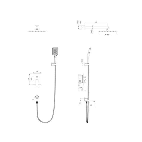 Душевая система для ванны Wonzon & Woghand Cube WW-88939016-BGM, тёмный графит брашированный - фото 2