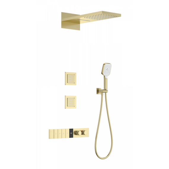 Душевая система для душа с термостатом Wonzon & Woghand WW-D4538-A-BG, золото брашированное - фото 