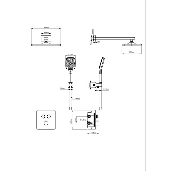 Душевая система для душа с термостатом Wonzon & Woghand WW-B4003-MW, белый матовый - фото 2