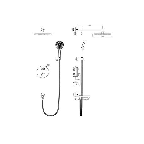 Душевая система для ванны с термостатом Wonzon & Woghand Stick WW-88929010-BGM, тёмный графит брашированный - фото 2