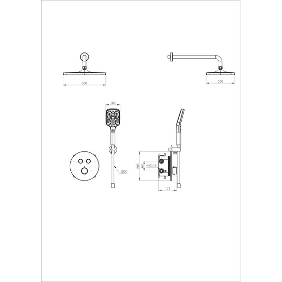 Душевая система для душа с термостатом Wonzon & Woghand WW-D2017-A-MB, чёрный матовый - фото 2