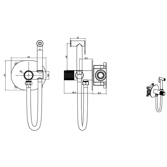 Набор для гигиенического душа Boheme Tech 157-CB (со скрытой частью) брашированная медь - фото 2