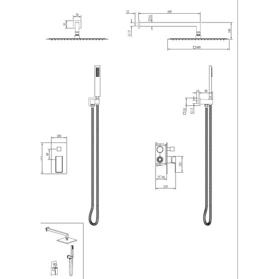Душевая система для душа Boheme Qubic 474-3-CB (со скрытой частью) брашированная медь - фото 2