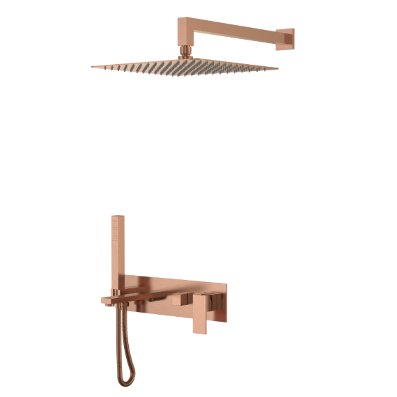 Душевая система для ванны Boheme Qubic 474-BRB (со скрытой частью) брашированная бронза - фото 