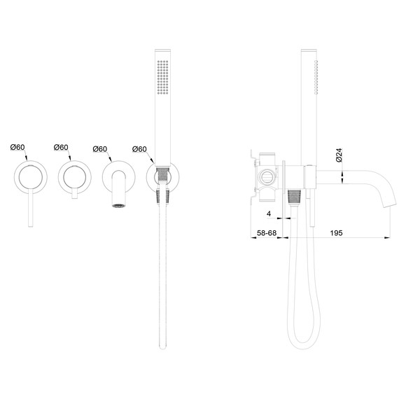 Смесители для ванны Wonzon & Woghand Stick WW-889017-CR (со скрытой частью) - фото 2