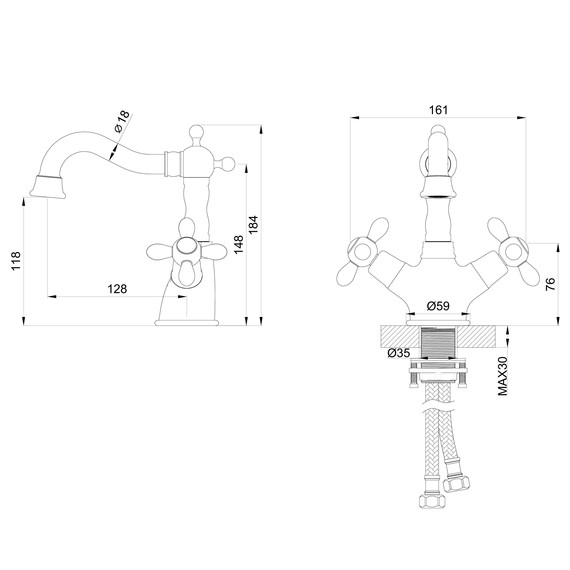 Смесители для раковины Wonzon & Woghand Retro WW-88139020-CR - фото 2