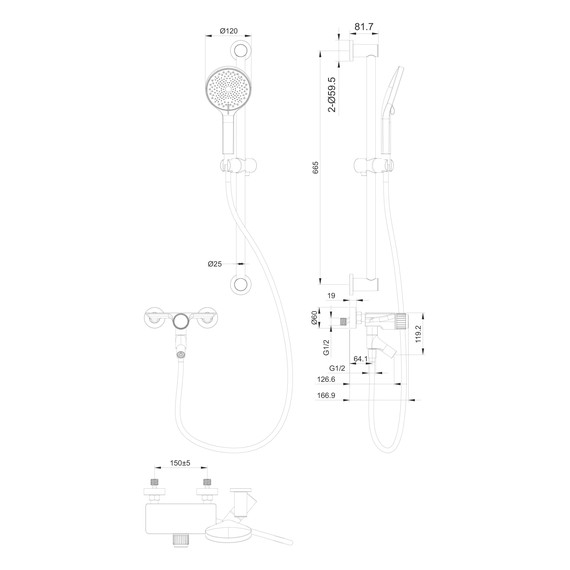 Смесители для ванны Wonzon & Woghand Click WW-FE05L222-MB, чёрный - фото 2