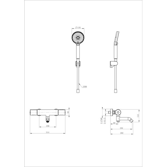Смесители для ванны с термостатом Wonzon & Woghand Inn WW-A2006-A1-BGG, тёмный графит - фото 2