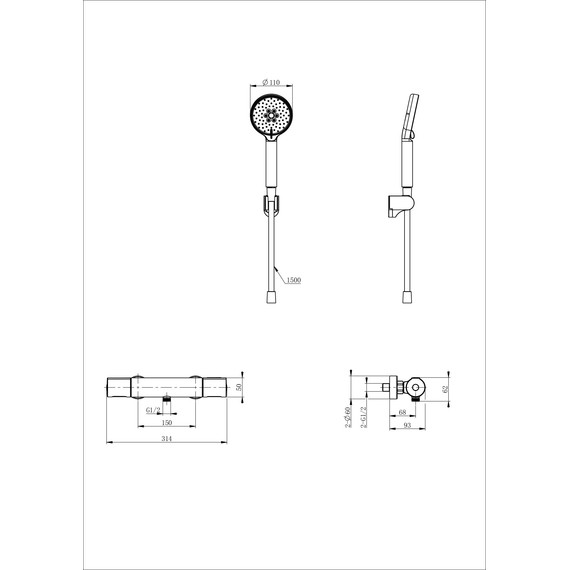 Смесители для душа с термостатом Wonzon & Woghand Inn WW-A2006-A-BGG, тёмный графит - фото 7