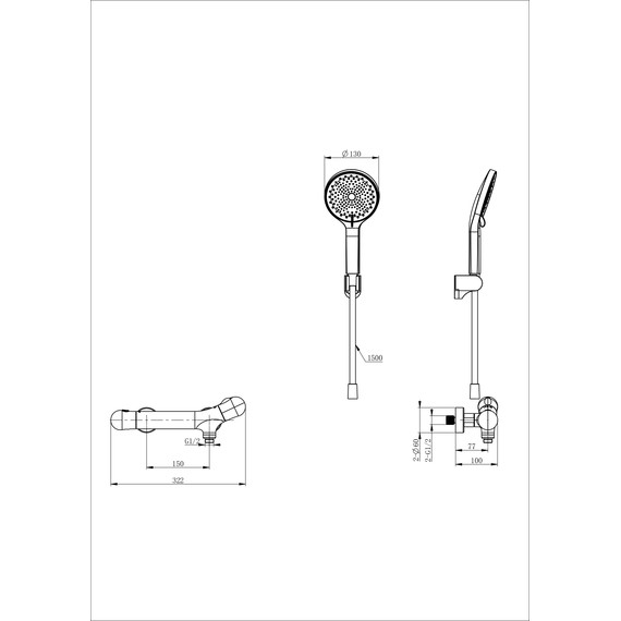 Смесители для душа с термостатом Wonzon & Woghand T-1000 WW-B2057-A-BG, золото - фото 2