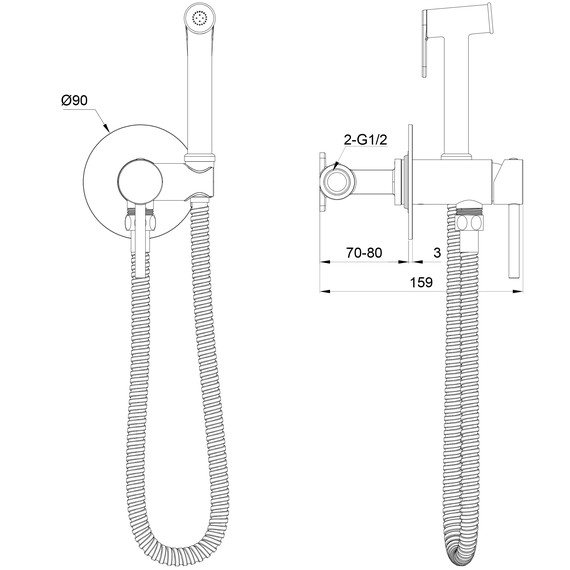 набор для гигиенического душа Wonzon & Woghand Stick WW-88829902-MW (со скрытой частью) белый - фото 6