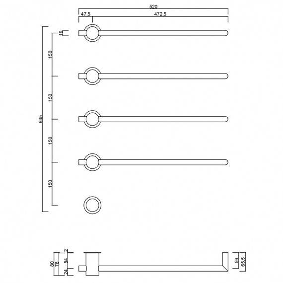Полотенцесушитель электрический Abber Charme П4 645x520 мм AH4004MB, чёрный матовый - фото 4