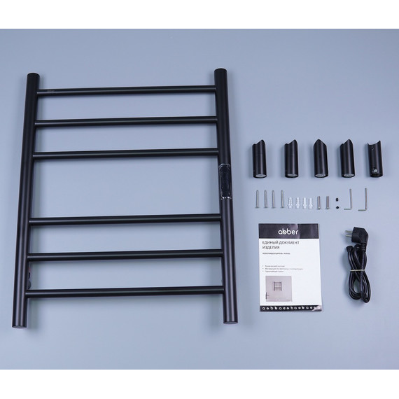 Полотенцесушитель электрический Abber Standard П6 630x500 мм AH4606MB, чёрный матовый - фото 3
