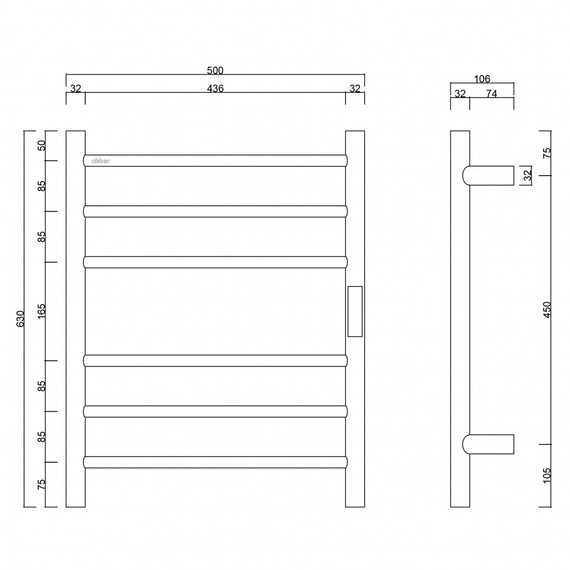 Полотенцесушитель электрический Abber Standard П6 630x500 мм AH4606MW, белый матовый - фото 6