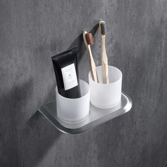 Стакан двойной для зубных щеток Abber Nord AA1557SP, цвет сатин - фото 2