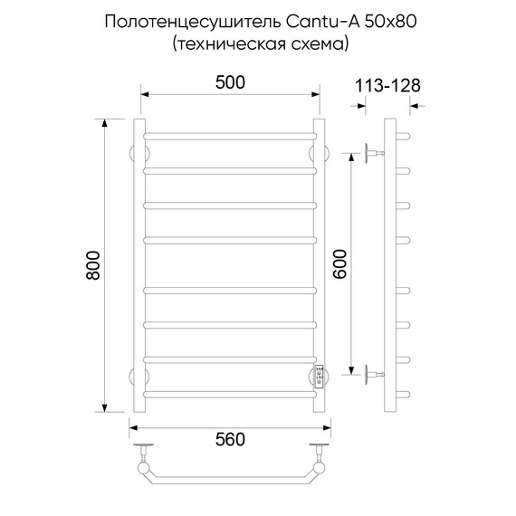 Полотенцесушитель электрический Veconi Cantu-A П8 500x800 мм C8050G-A, золото матовое - фото 2