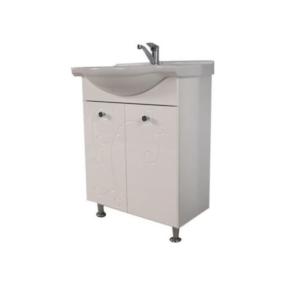 Тумба напольная с раковиной Акватон ЛИАНА 60 см 1A1631K0LL010, белый - фото 