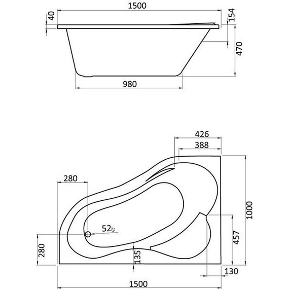 Ванна акриловая Santek Ибица 150x100 см 1.WH11.2.034 L, Размер - мм: 1500х1000 - фото 3
