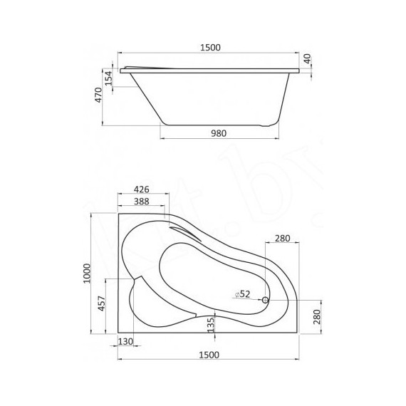 Ванна акриловая Santek Ибица 150x100 см 1.WH11.2.035 R, Размер - мм: 1500х1000 - фото 3